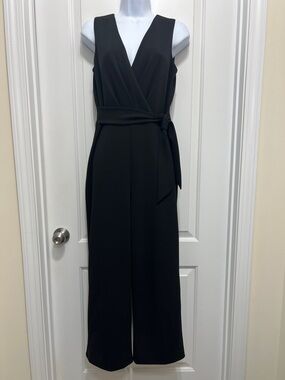 Lauren Ralph Lauren Black Sleeveless Wrap Jumpsuit with Waist Tie
